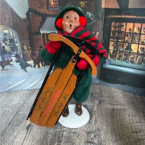 Festive Caroler Figurine with Sled